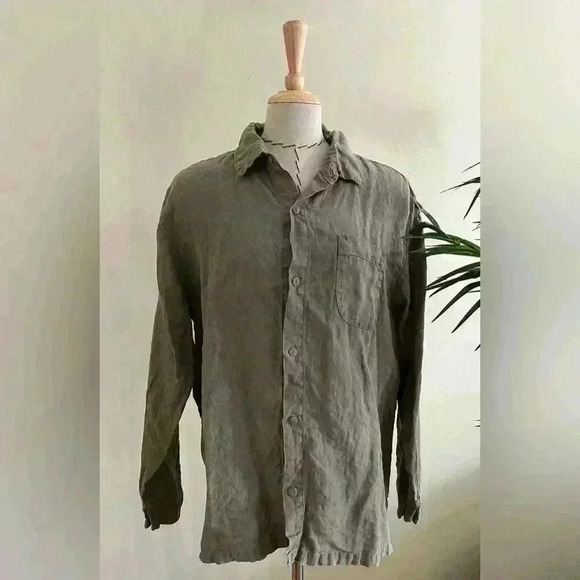 Parachute Sage Green Linen Button-Up Shirt – Small Petite - Picture 3 of 10